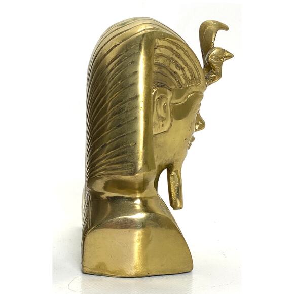 Vintage Brass King Tut Bust Pharaoh Figure 5 In W x 3.75 In D x 6 In H - Picture 2 of 7